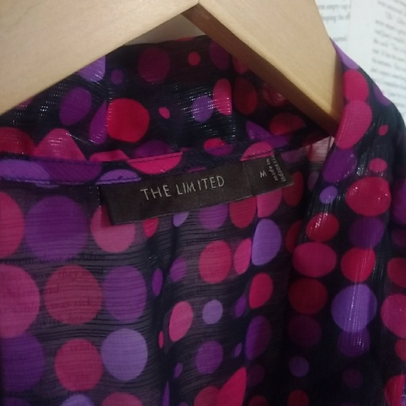 The Limited Polka Dot Sheer Top w/ Bow M EUC - Picture 4 of 7